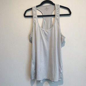 Athleta gray and white striped racerback tank